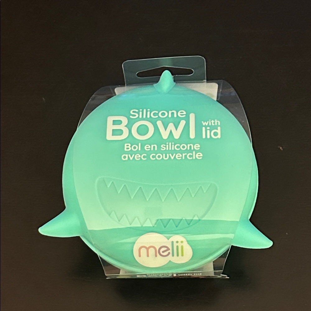 Melii Silicone Bowl with Lid in Teal - Shark Design